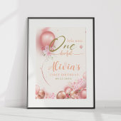 Little Miss ONEderful roze bloemenverjaardag Poste Poster