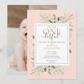 Little Miss ONEderful Roze Meisje 1e Verjaardagsfo Kaart (Voorkant / Achterkant)