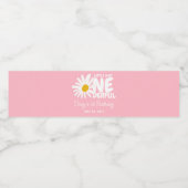 Little Miss ONEderful Schattige Pink Daisy 1st Bir Waterfles Etiket (Enkel label)