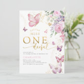 Little Miss Onederful Sunny Floral 1e verjaardag Kaart (Staand voorkant)