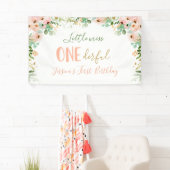 Little Miss Onederful Verjaardag Floral Pink Gold Spandoek (Insitu)