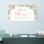 Little Miss Onederful Verjaardag Floral Pink Gold Spandoek (Beurs)