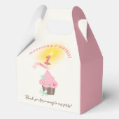 Little Miss Pink Cupcake Girl's 1e Verjaardagsfees Bedankdoosjes (Achterkant)