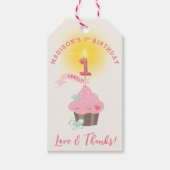 Little Miss Pink Cupcake Girl's 1e Verjaardagsfees Cadeaulabel (Voorkant)