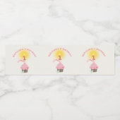 Little Miss Pink Cupcake Girl's 1e Verjaardagsfees Waterfles Etiket (Enkel label)