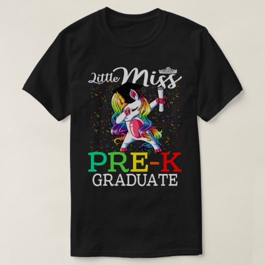 Little Miss Pre-K Afstuderen Unicorn T-shirt (Design voorkant)