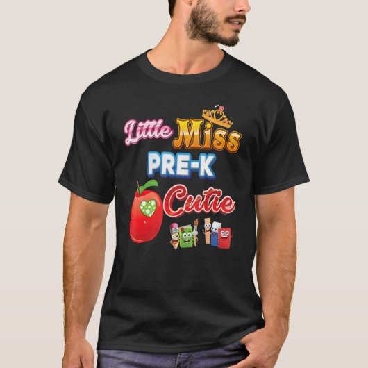 Little Miss Pre K Cutie Leuk Kind Terug naar schoo T-shirt (Voorkant)