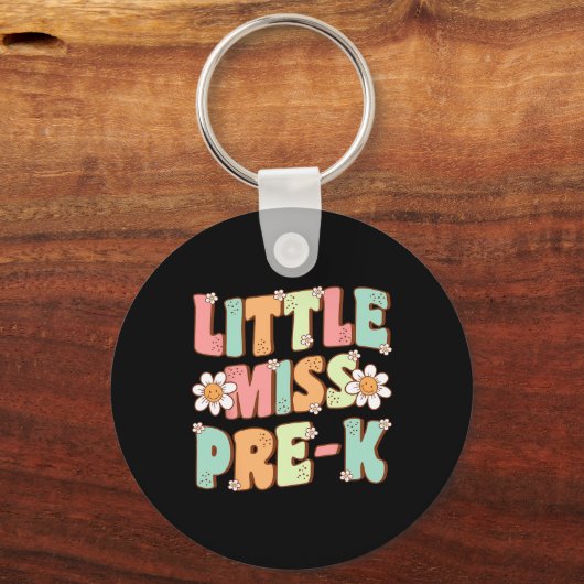 Little Miss Pre-k Girls Ck To School Retro Daughte Sleutelhanger (Voorkant)