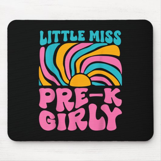 Little Miss Pre-K Girly Retro Terug naar school Pr Muismat (Voorkant)