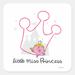 Little Miss Princess   Giant Pink Crown Vierkante Sticker