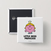 Little Miss Princess | Kroonachtergrond Vierkante Button 5,1 Cm (Voorkant /achterkant)