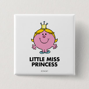 Little Miss Princess   Kroonachtergrond Vierkante Button 5,1 Cm