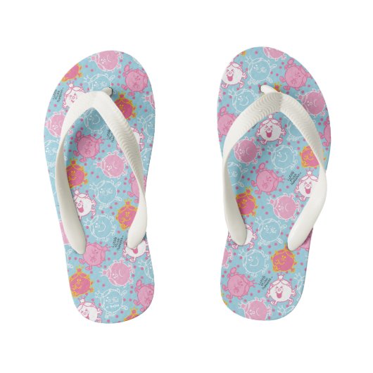 Little Miss Princess | Mooie Roze & Blauwe Patroon Kinder Teenslippers (Voetbed)