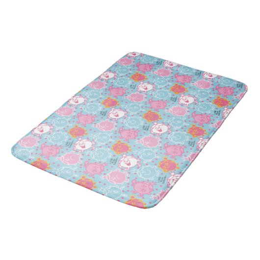 Little Miss Princess |  roze en blauw patroon Badmat (Gekanteld)