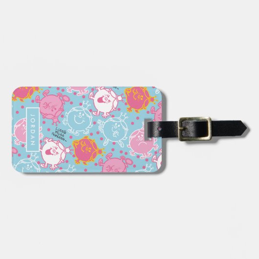 Little Miss Princess | roze en blauw patroon Bagagelabel (Voorkant horizontaal)