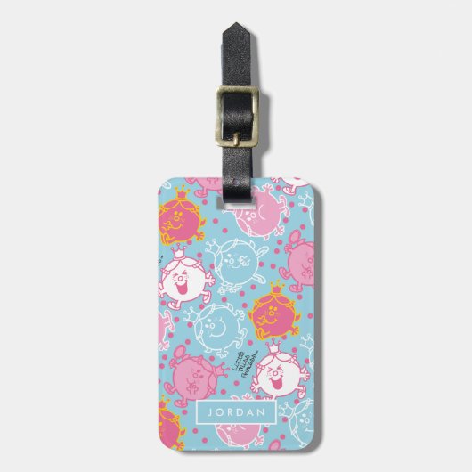 Little Miss Princess |  roze en blauw patroon Bagagelabel (Voorkant verticaal)