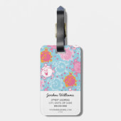 Little Miss Princess |  roze en blauw patroon Bagagelabel (Achterkant verticaal)