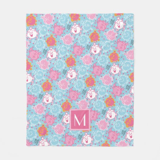 Little Miss Princess |  roze en blauw patroon Fleece Deken (Voorkant)