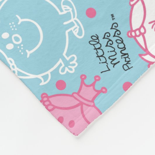 Little Miss Princess |  roze en blauw patroon Fleece Deken (Hoek)