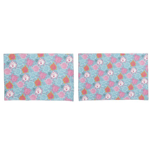 Little Miss Princess |  roze en blauw patroon Kussensloop (Voorkant-Set)