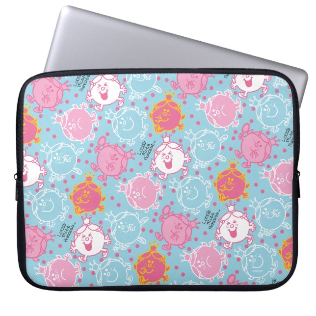 Little Miss Princess |  roze en blauw patroon Laptop Sleeve (Voorkant)