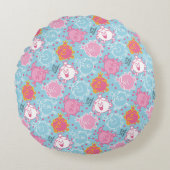 Little Miss Princess |  roze en blauw patroon Rond Kussen (Voorkant)