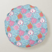 Little Miss Princess |  roze en blauw patroon Rond Kussen (Achterkant)