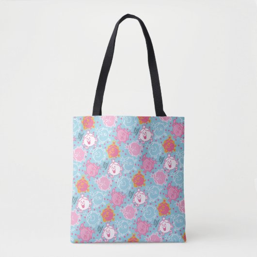Little Miss Princess |  roze en blauw patroon Tote Bag (Voorkant)