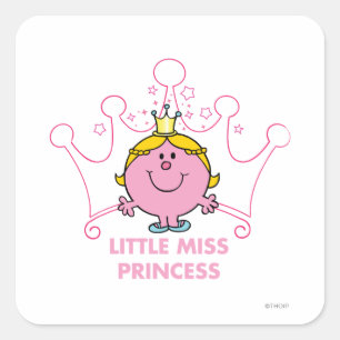 Little Miss Princess   Roze vijfpuntige kroon Vierkante Sticker