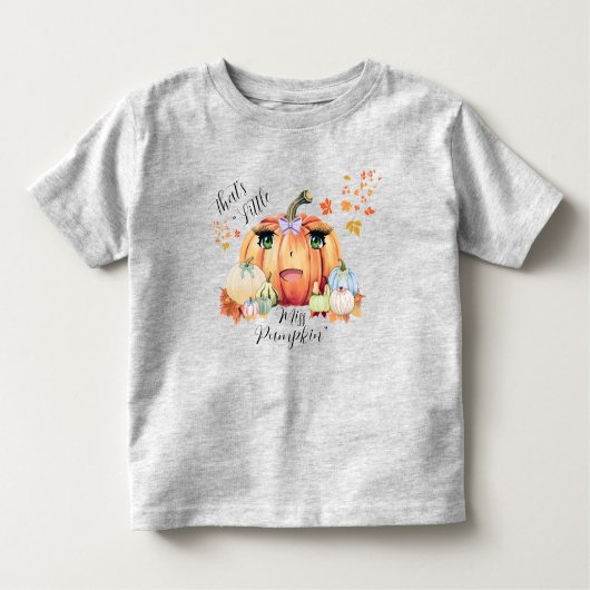 Little Miss Pumpkin Funny Quote Cartoon Face Herfs Kinder Shirts (Voorkant)