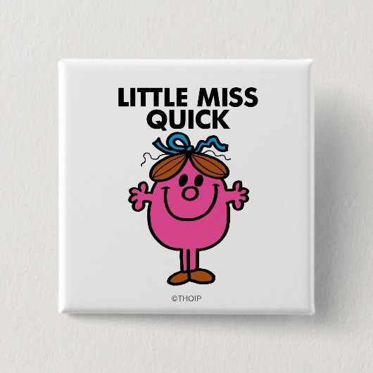 Little Miss Quick | zwarte belettering Vierkante Button 5,1 Cm (Voorkant)