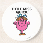 Little Miss Quick | zwarte belettering Zandsteen Onderzetter (Voorkant)