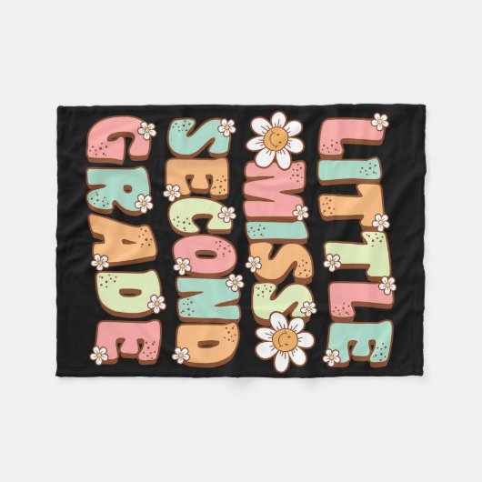 Little Miss Second Grade Schattige Groovy eerste d Fleece Deken (Voorkant (Horizontaal))