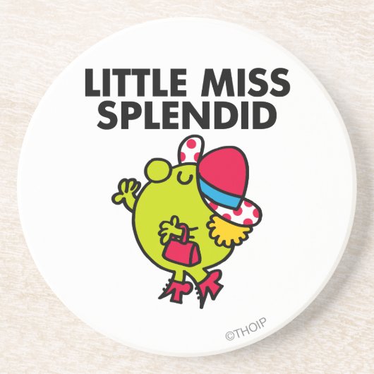 Little Miss Splendid | Zwarte briefing Zandsteen Onderzetter (Voorkant)