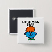 Little Miss Star | zwarte belettering Vierkante Button 5,1 Cm (Voorkant /achterkant)