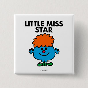 Little Miss Star zwarte belettering Vierkante Button 5,1 Cm