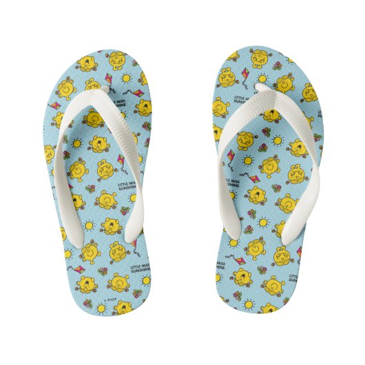 Little Miss Sunshine | Blauwgroene Stippenprint Kinder Teenslippers (Voetbed)