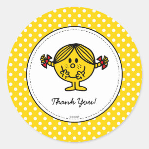Little Miss Sunshine   Gele Verjaardag Bedankt Ronde Sticker