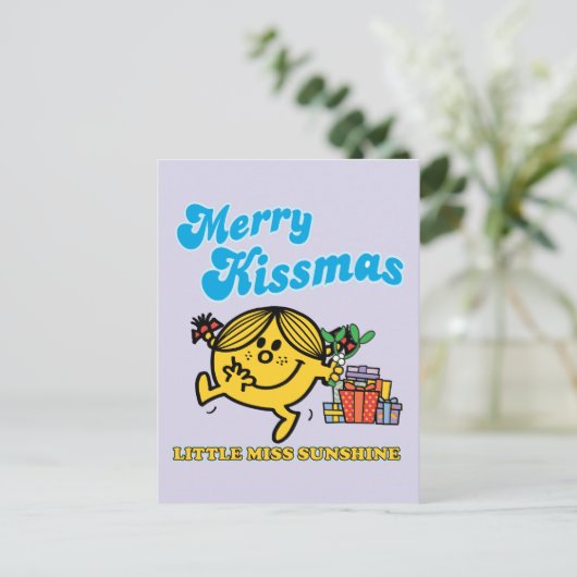 Little Miss Sunshine | Merry Kissmas Feestdagenkaart (Staand voorkant)