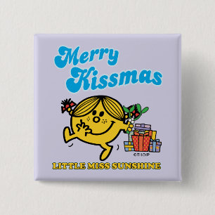 Little Miss Sunshine   Merry Kissmas Vierkante Button 5,1 Cm