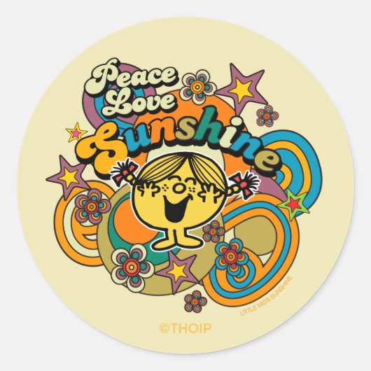 Little Miss Sunshine Peace Love Sunshine Ronde Sticker (Voorkant)