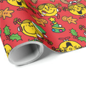Little Miss Sunshine Red Christmas Pattern Cadeaupapier (Rol Hoek)