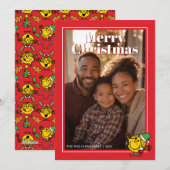 Little Miss Sunshine Red Christmas Pattern Feestdagenkaart (Voorkant / Achterkant)