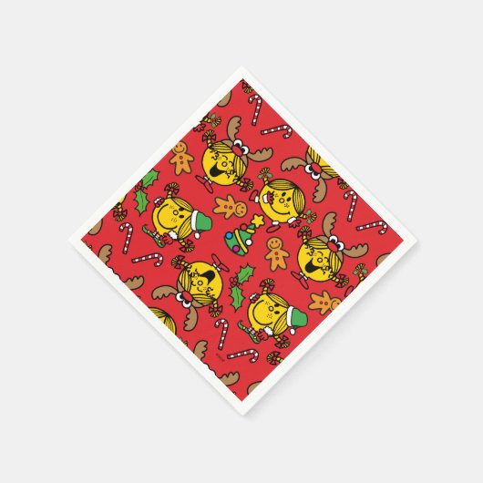 Little Miss Sunshine Red Christmas Pattern Servet (Hoek)