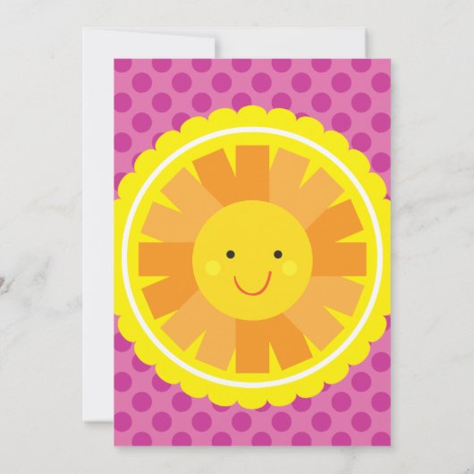Little Miss Sunshine Sun Invitation Polka Dot Kaart (Achterkant)