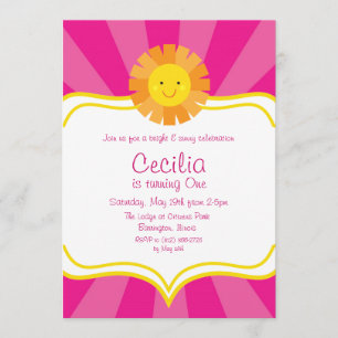 Little Miss Sunshine Sun Invitation Rays Stripes Kaart