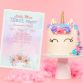 Little Miss Three-nager, Unicorn 3rd Birthday Kaart