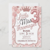 Little Miss Threenager Invitation Sjabloon Kaart (Voorkant)