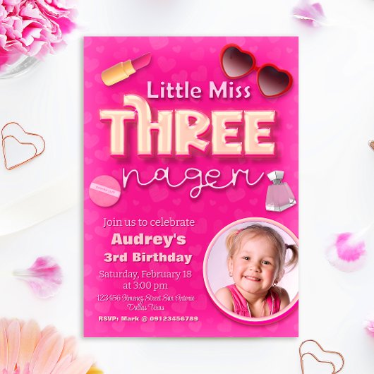 Little Miss Threenager - Meisje 3e verjaardag Kaart