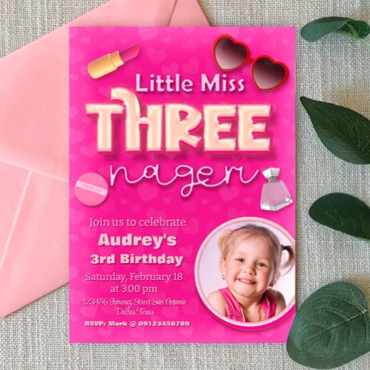 Little Miss Threenager - Meisje 3e verjaardag Kaart